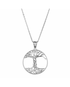 Wholesale Fine Jewelry Simple Style Tree Stainless Steel Plating Gold Plated Pendant Necklace CA07831580-Steel Color-01