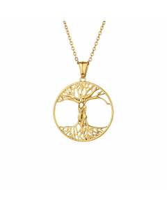 Wholesale Fine Jewelry Simple Style Tree Stainless Steel Plating Gold Plated Pendant Necklace CA07831580-Gold Color-01