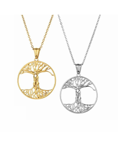 Wholesale Fine Jewelry Simple Style Tree Stainless Steel Plating Gold Plated Pendant Necklace CA07831580