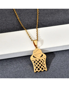 Wholesale Hip-Hop Basketball Stainless Steel Plating Gold Plated Pendant Necklace CA07831583
