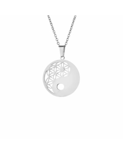 Steel Color Hip-Hop Hollow Out Round Stainless Steel Plating Pendant Necklace CA07831584