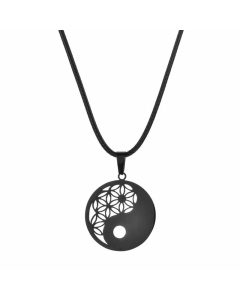 Black Hip-Hop Hollow Out Round Stainless Steel Plating Pendant Necklace CA07831584