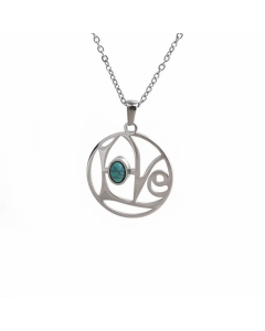 Wholesale Simple Style Love Stainless Steel Inlay Turquoise Pendant Necklace CA07831586-Steel Color-01