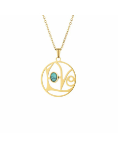 Wholesale Simple Style Love Stainless Steel Inlay Turquoise Pendant Necklace CA07831586-Gold Color-01