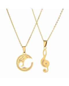 Wholesale Couple Chain Romantic Heart Shape Notes Stainless Steel Pendant Necklace CA07831587