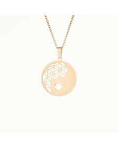 Gold Color Casual Round Stainless Steel Plating Pendant Necklace CA07831589