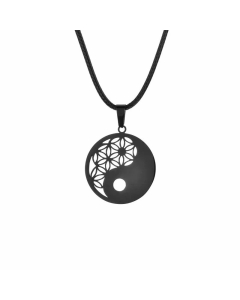 Black Casual Round Stainless Steel Plating Pendant Necklace CA07831589