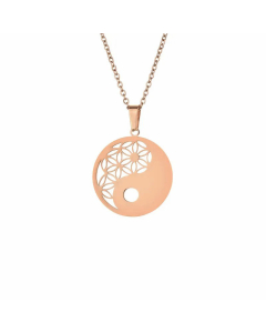 Rose Gold Color Casual Round Stainless Steel Plating Pendant Necklace CA07831589