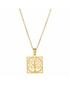 Wholesale Hip-Hop Tree Stainless Steel Plating Gold Plated Pendant Necklace CA07831590