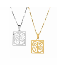 Wholesale Hip-Hop Tree Stainless Steel Plating Gold Plated Pendant Necklace CA07831590