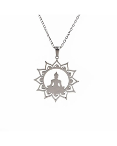 Wholesale Simple Style Buddha Stainless Steel Plating Gold Plated Pendant Necklace CA07831591-Steel Color-01