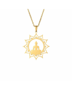 Wholesale Simple Style Buddha Stainless Steel Plating Gold Plated Pendant Necklace CA07831591-Gold Color-01