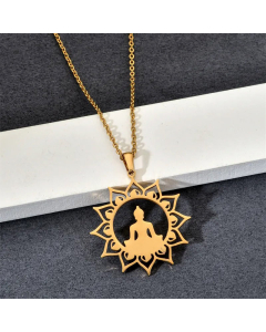 Wholesale Simple Style Buddha Stainless Steel Plating Gold Plated Pendant Necklace CA07831591
