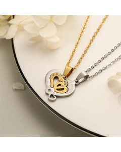 Wholesale Fine Jewelry Romantic Heart Shape Round Stainless Steel Inlay Rhinestones Pendant Necklace CA07831592