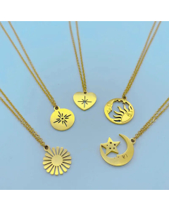 Wholesale Necklace Heart Shape Moon Star Stainless Steel Plating Pendant Titanium Steel Necklace CA07831595