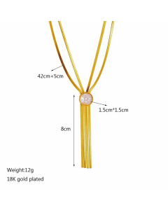Wholesale Elegant Round Tassel Titanium Steel 18K Gold Plated Artificial Pearls Necklace