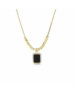 Wholesale Simple Style Square Titanium Steel 18K Gold Plated Zircon Pendant Necklace