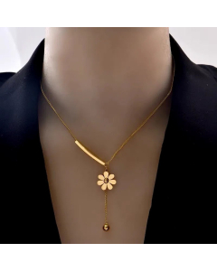 Wholesale Fairy Style Flower Titanium Steel Pendant Necklace