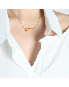Minimalism Knot Ball 18K Gold Plated Titanium Steel Necklace CA07831608