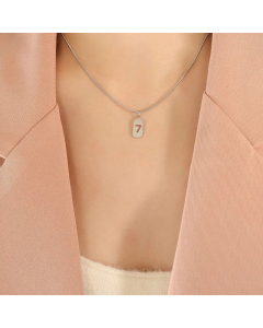 Hollow Out Number 7 Titanium Steel 18K Gold Plated Pendant Necklace CA07831609