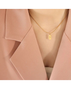 Wholesale Hollow Out Number 7 Titanium Steel 18K Gold Plated Pendant Necklace CA07831609