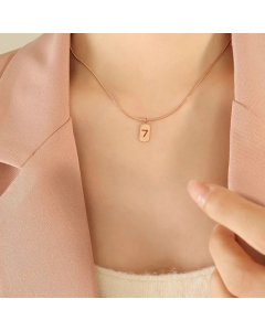 Daily Style Hollow Out Number 7 Titanium Steel 18K Gold Plated Pendant Necklace CA07831609