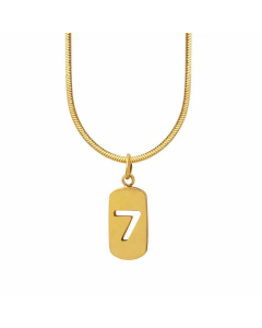 Wholesale Hollow Out Number 7 Titanium Steel 18K Gold Plated Pendant Necklace CA07831609