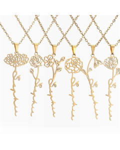 Elegant Flower Stainless Steel Pendant Necklace CA07831610