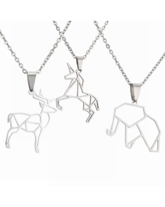 Wholesale Simple Style Hollow Out Animal Stainless Steel Pendant Necklace CA07831611