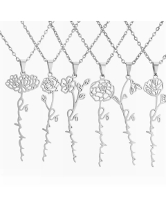 Wholesale Simple Style Flower Pendant Stainless Steel Necklace CA07831612