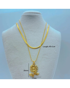 Simple Style Sunflower Titanium Steel Layered Necklaces Wholesale