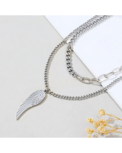 Hip-Hop Wings Pendant Stainless Steel Layered Necklaces CA07831617