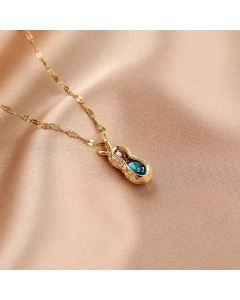 Wholesale Elegant Peanut Titanium Steel Zircon Pendant Necklace CA07831619