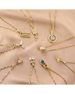 Wholesale Elegant Water Droplets Crown Fishtail Peanut Titanium Steel Zircon Pendant Necklace CA07831619