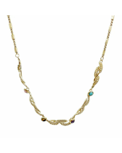 Wholesale Vintage Style Geometric Stainless Steel 14K Gold Plated Natural Stone Necklace