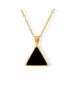 Daily Style Triangle Stainless Steel Inlay Shell Zircon Pendant Necklace CA07831624