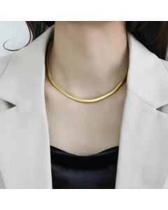 Wholesale Plain Solid Color Stainless Steel Plating Gold Plated Flat Snake Chain Necklace CA07831625