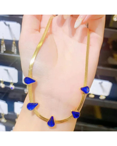 Wholesale Light Luxury Style Water Droplets Titanium Steel Plating Inlay Artificial Gemstones Necklace CA07831629
