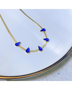 Wholesale Light Luxury Style Water Droplets Titanium Steel Plating Inlay Artificial Gemstones Necklace CA07831629
