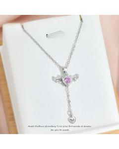Sweet Heart Shape Titanium Steel Inlay Zircon Pendant Necklace CA07831631