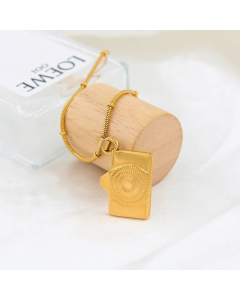 Simple Style Eye Rectangle Stainless Steel Plating 18K Gold Plated Pendant Necklace
