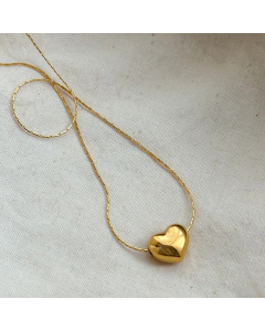Wholesale Minimalism 3D Heart Shape Titanium Steel Plating Pendant Necklace CA07831637