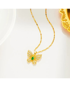 Fairy Style Zircon Inlaid Butterfly Titanium Steel Plating Pendant Necklace CA07831638