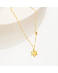 Simple Style Snowflake Titanium Steel Plating 18K Gold Plated Pendant Necklace