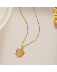Wholesale Sweet Heart Shape Titanium Steel Plating Inlay Crystal Pendant Necklace CA07831645