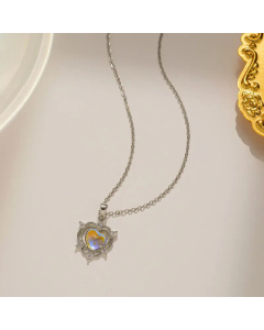 Sweet Heart Shape Titanium Steel Plating Inlay Crystal Pendant Necklace CA07831645