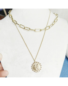 Casual Vintage Style Simple Style Solid Color Stainless Steel Titanium Steel Sequins Polishing Plating Titanium Steel 18K Gold Plated Layered Necklaces