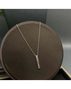 Minimalism Lettering Rectangle Titanium Steel Polishing Pendant Necklace CA07831650