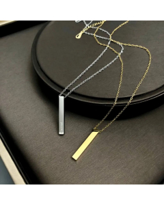Wholesale Minimalism Lettering Rectangle Titanium Steel Polishing Pendant Necklace CA07831650