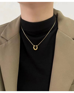 Simple Style Solid Color Titanium Steel Plating Gold Plated Pendant Necklace